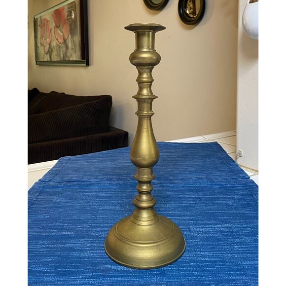 Hand Crafted Solid Brass Candlestick Single Candle Holder 12" Vintage Decor 10B - Picture 2 of 3